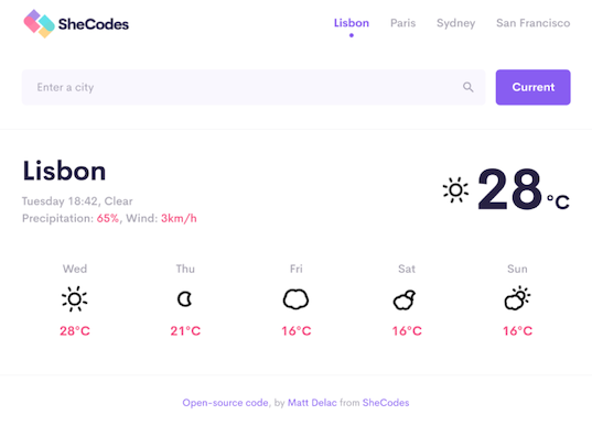 Upcoming Project: Weather Application with React